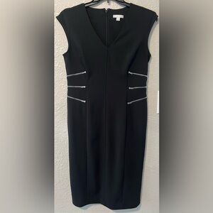 New York & Company Black Mini Dress with Zipper Details